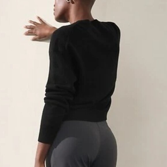 NWT! Athleta Alpine Crewneck Cashmere Wool Sweater in Black - Picture 3 of 11